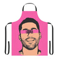 Popactor-themed apron with rainbow colors and LGBTQ+ imagery