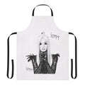 Poppy-inspired apron with music, industrial, and pop art design elements