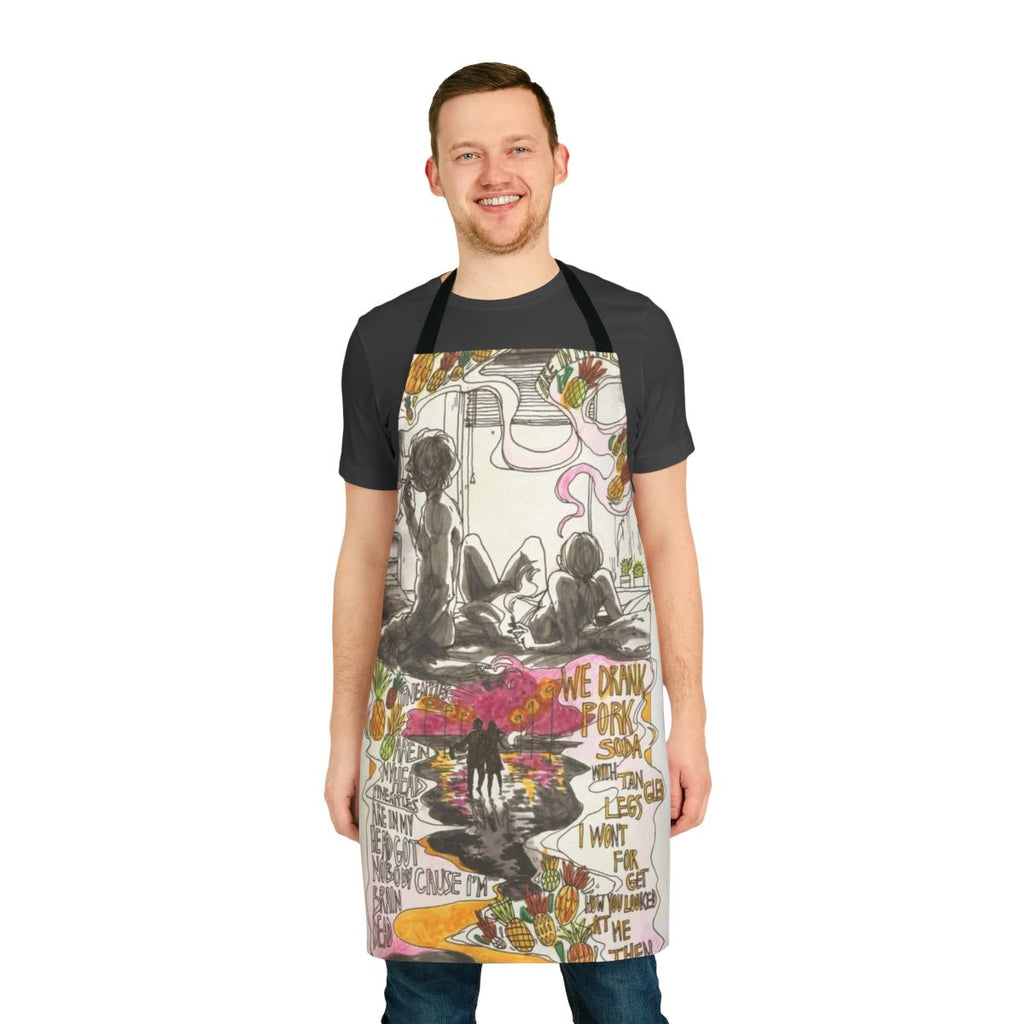 Pork Soda themed apron with pineapple design, inspired by the band Glass Animals