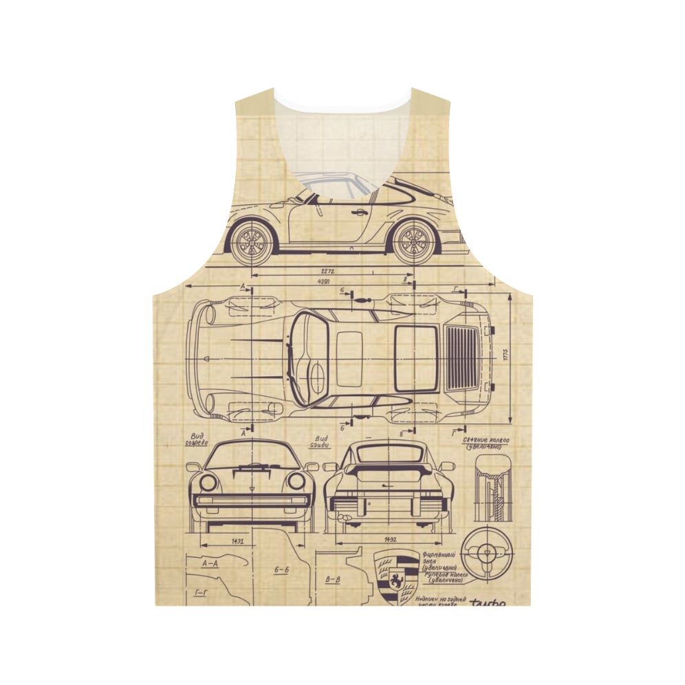 Porsche 911 930 Blueprint Unisex Tank Top