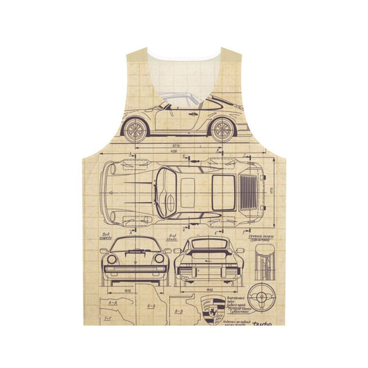 Porsche 911 930 Blueprint Unisex Tank Top