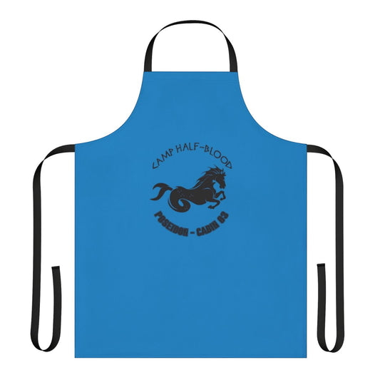 Poseidon-themed apron with trident and waves design