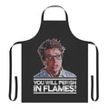 Possessed, ghostly flames pattern on a high-quality kitchen apron