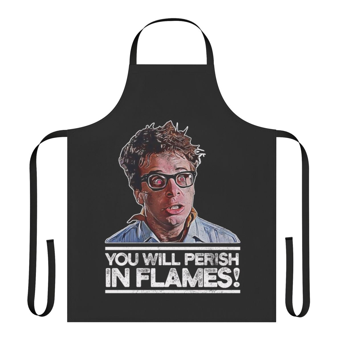 Possessed, ghostly flames pattern on a high-quality kitchen apron