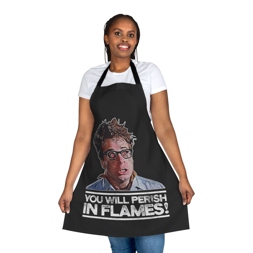 Possessed, ghostly flames pattern on a high-quality kitchen apron