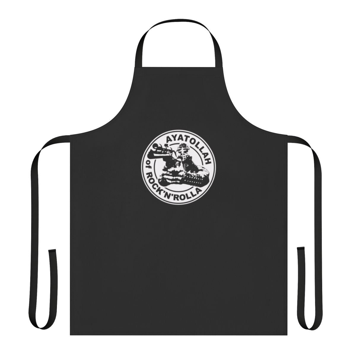 Stylized apron featuring the 'Ayatollah of Rock N Rolla' character from the post-apocalyptic movie setting
