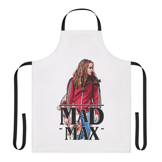 Post-apocalyptic dystopian apron with Stranger Things-inspired graphic design