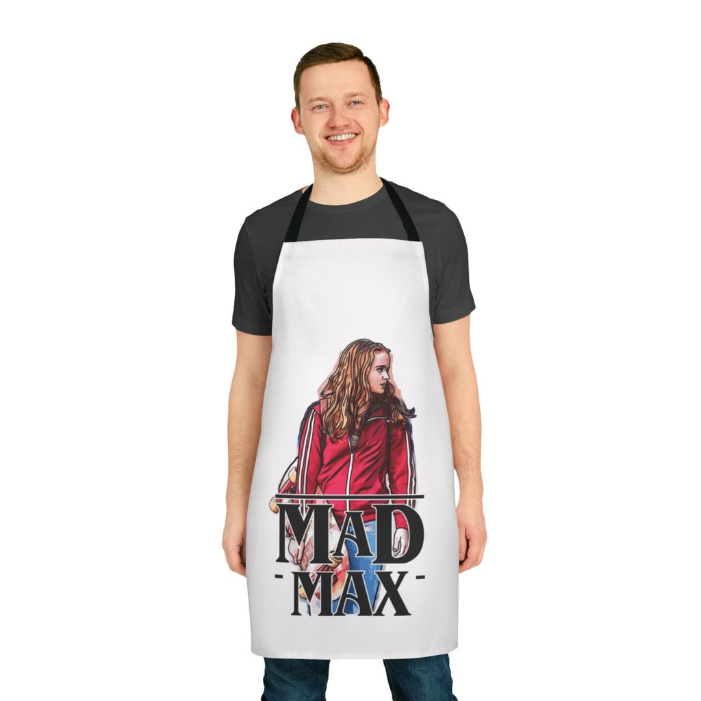 Post-apocalyptic dystopian apron with Stranger Things-inspired graphic design