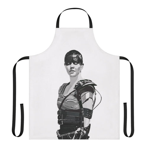"Stylized post-apocalyptic apron inspired by the character Furiosa from the movie Mad Max: Fury Road"