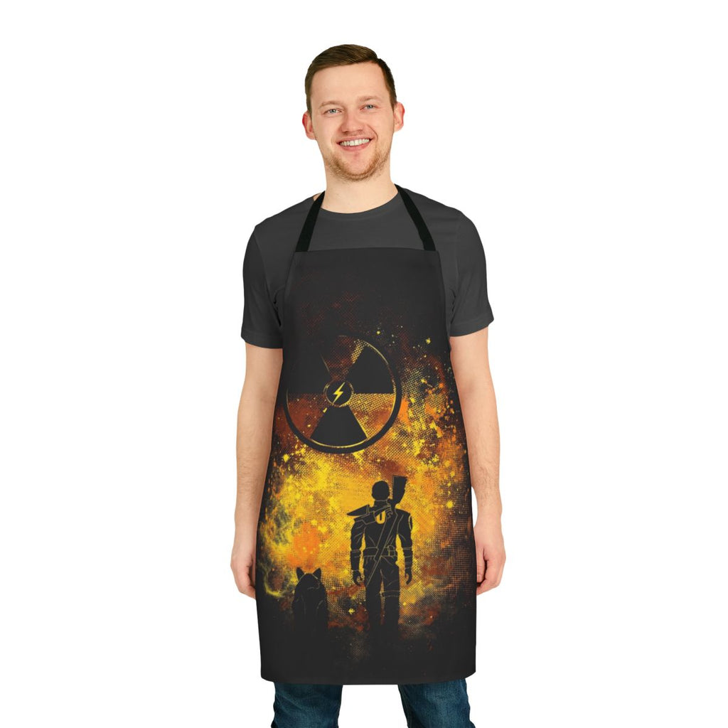 Stylish post-apocalyptic-themed apron featuring a Dogmeat design for the gamer and geek lifestyle.