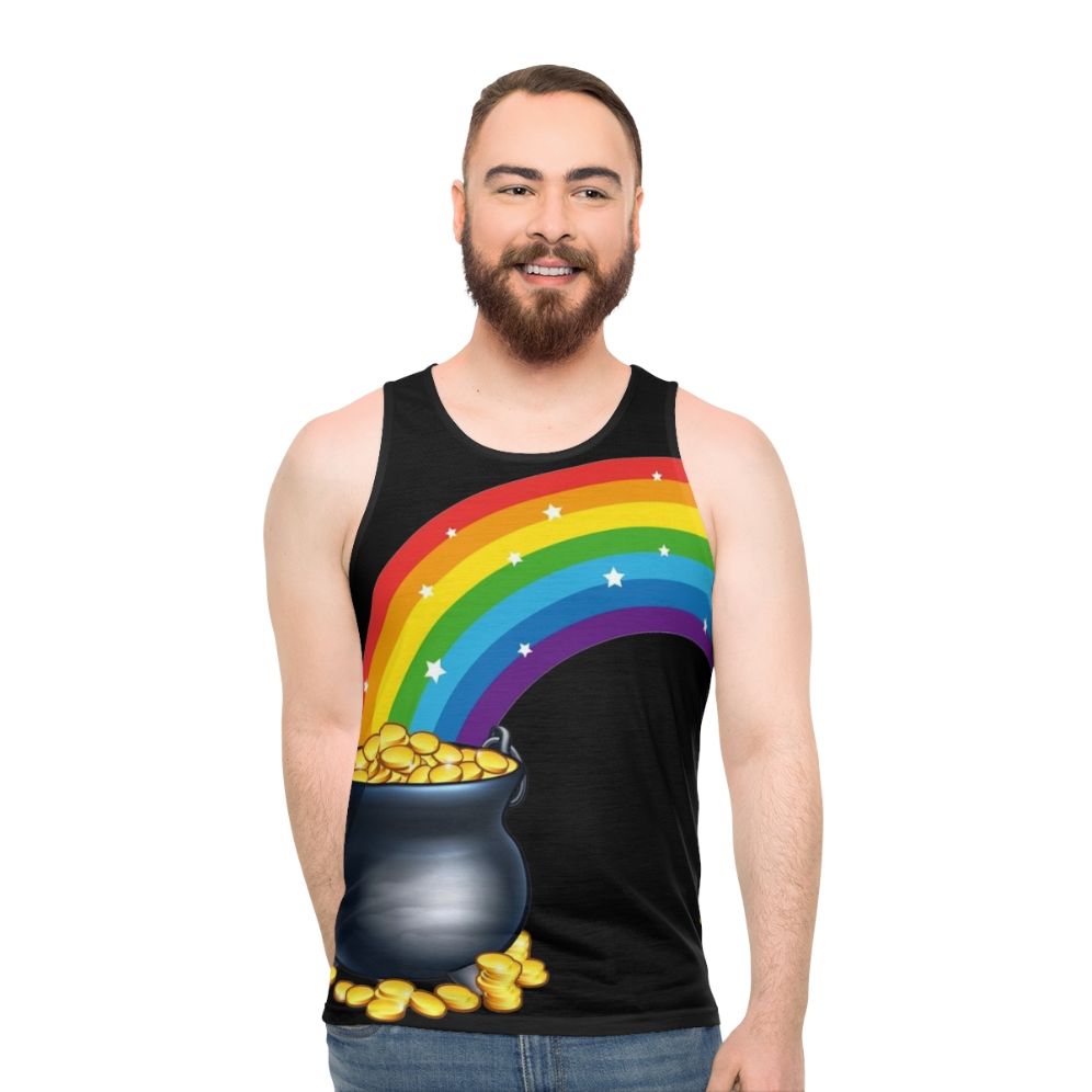Unisex pot of gold at the end of the rainbow tank top