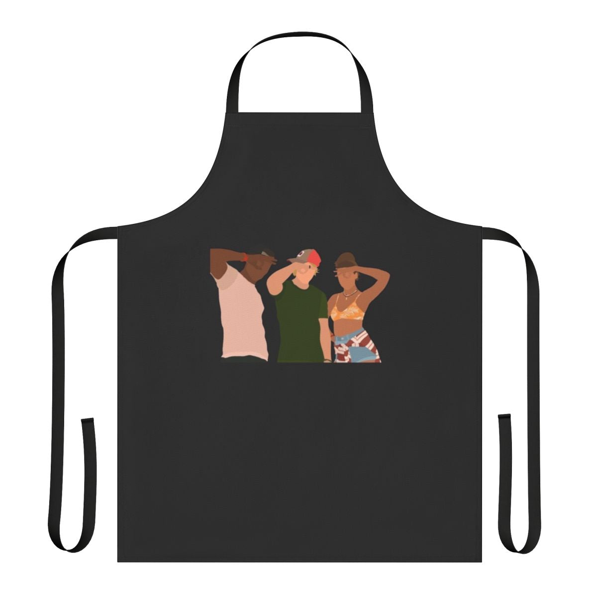 An apron featuring a design inspired by the Pouges from the TV series Outer Banks 2.