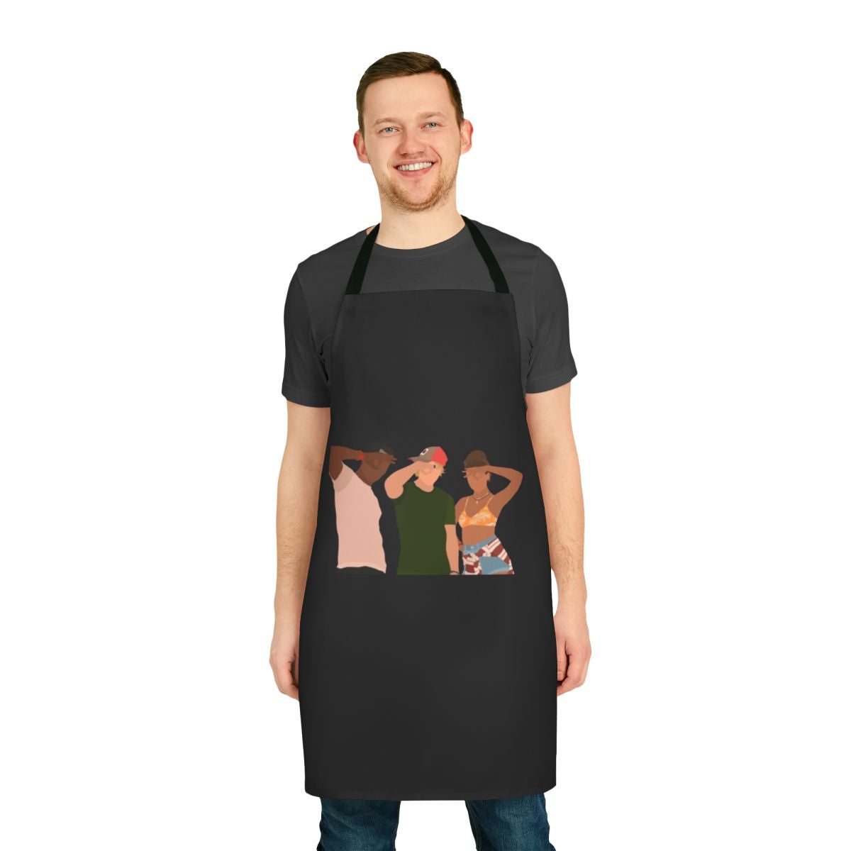An apron featuring a design inspired by the Pouges from the TV series Outer Banks 2.