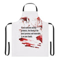 Apron with the text "Blood Is On Your Hands" as a statement on animal rights and activism