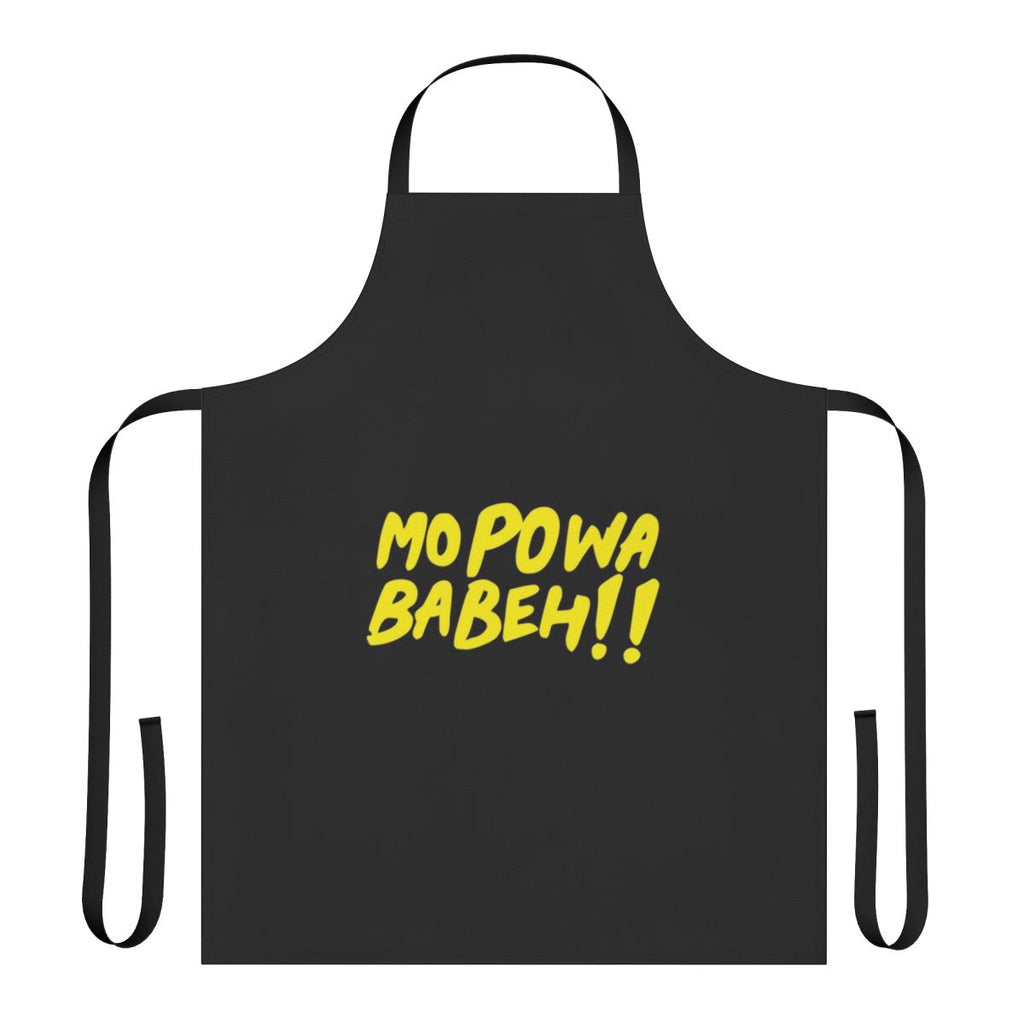 Powerful baby-themed apron with "Mo Powa Babeh" design