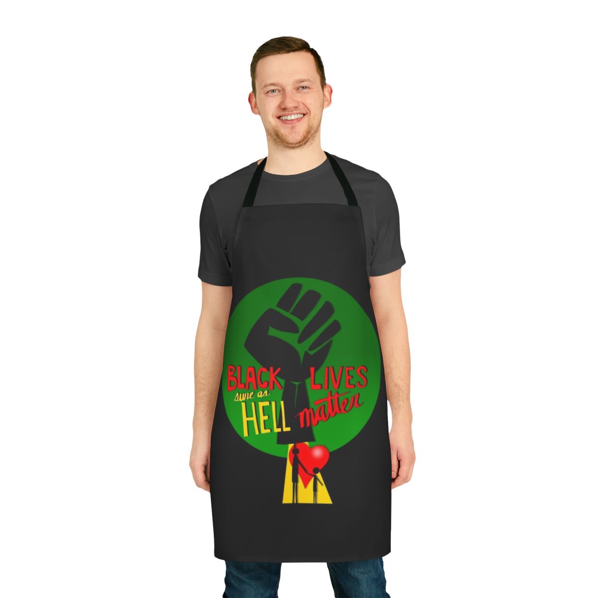 Black Lives Matter inspired apron with text "Bl Sure As Hell M"