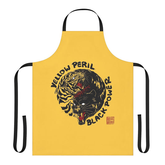 Black power apron with tiger and panther graphics, representing black empowerment and solidarity