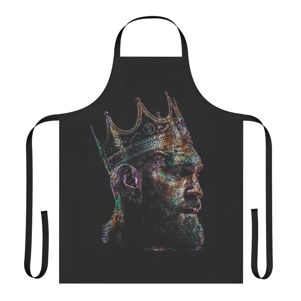 Boxing-inspired apron with text and graphic design