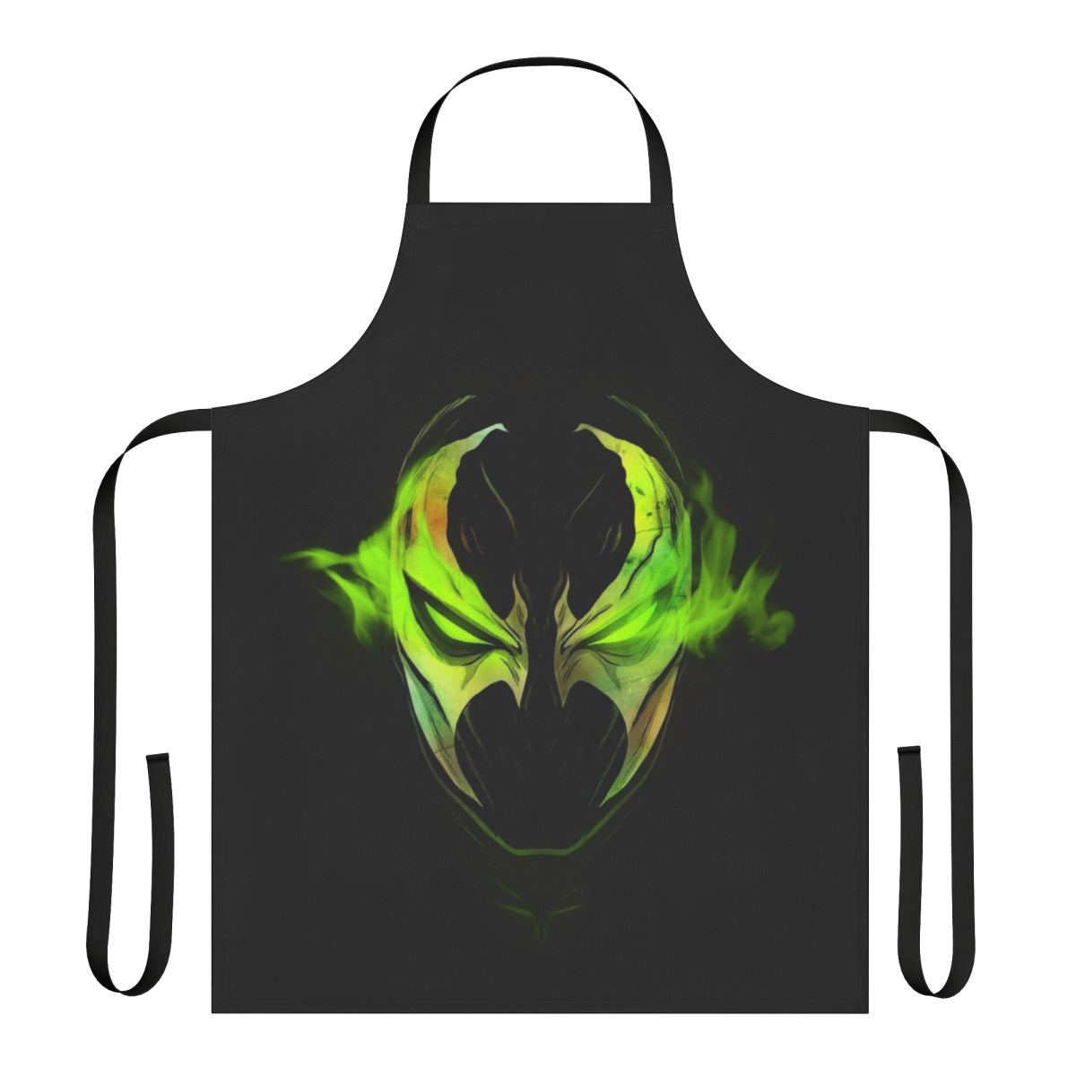 Powerful dark apron with green and demonic designs, perfect for superhero and spawn enthusiasts.