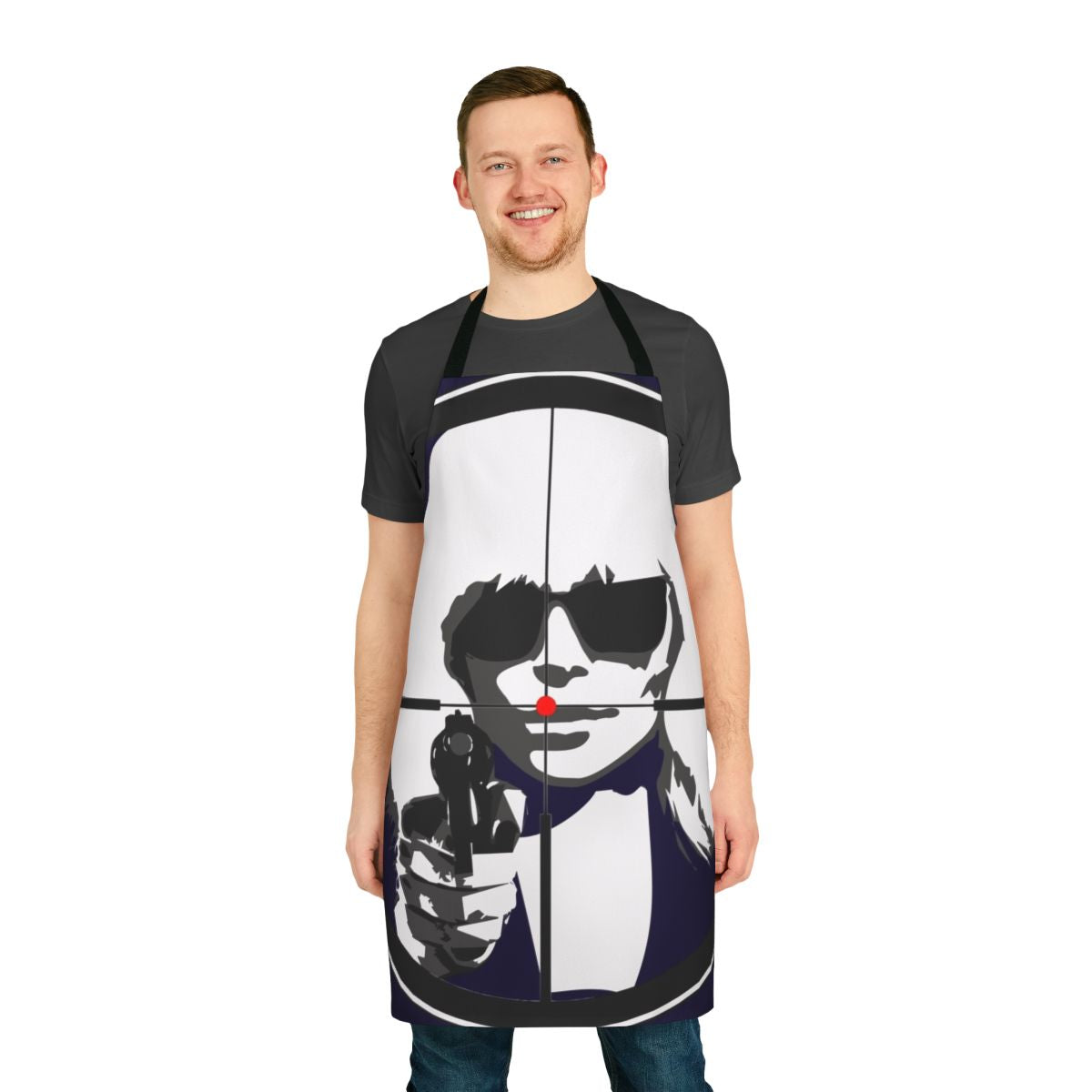 Apron featuring a powerful female protagonist, inspired by the movie Atomic Blonde