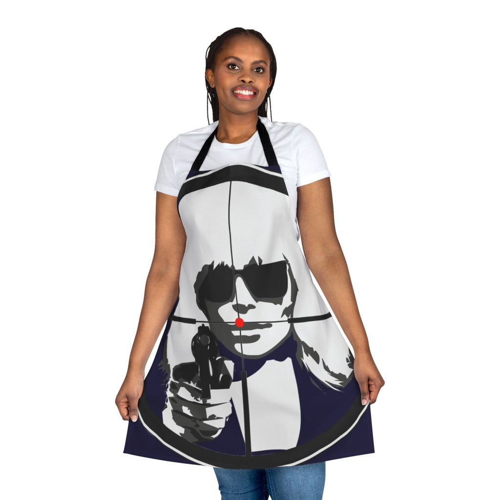Apron featuring a powerful female protagonist, inspired by the movie Atomic Blonde