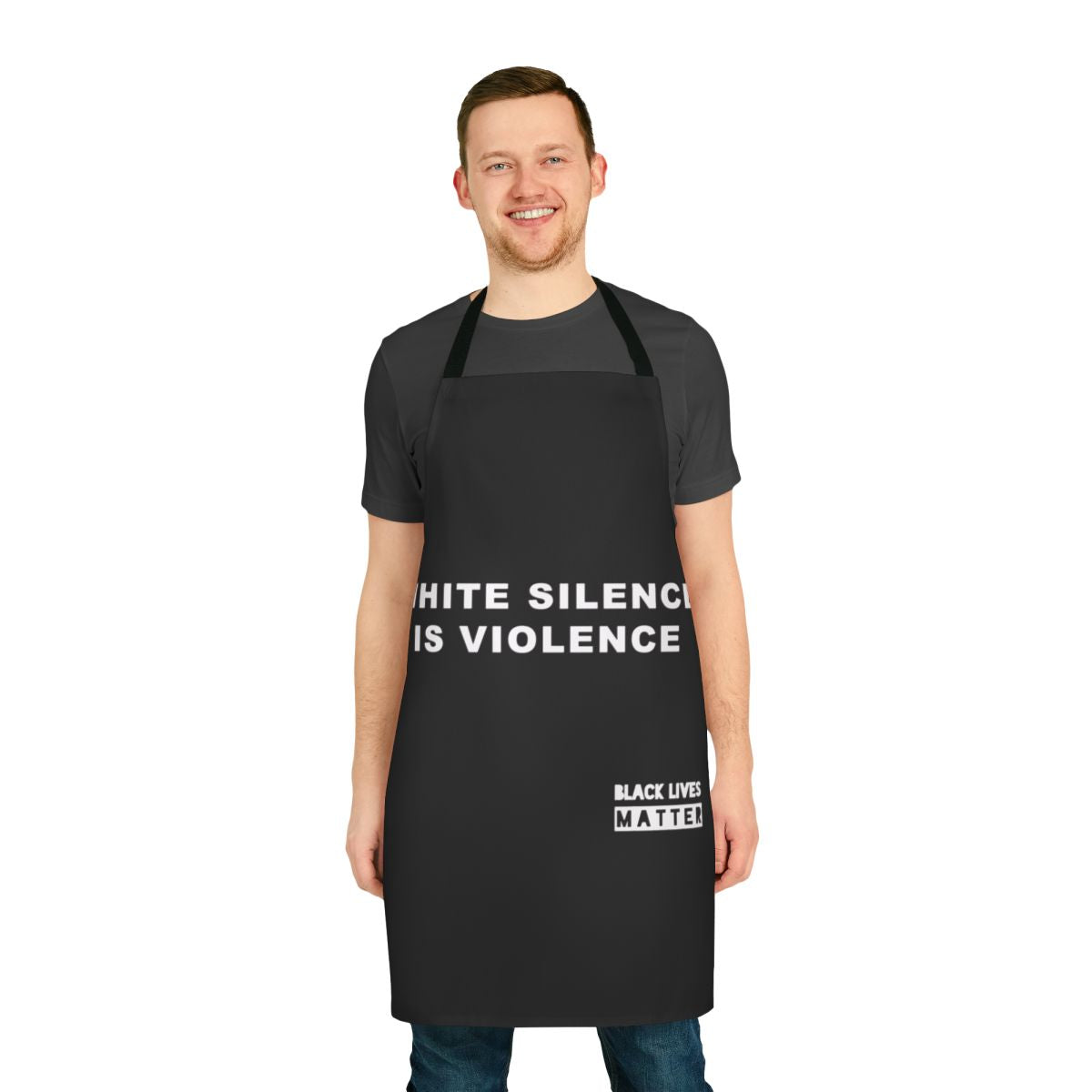 White Apron with "White Silence is Violence" Text, a Powerful Political Statement