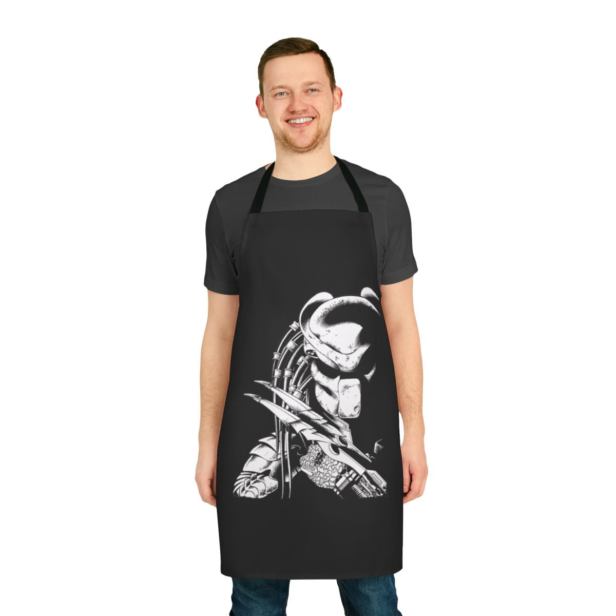 Predator-themed apron featuring iconic movie character design