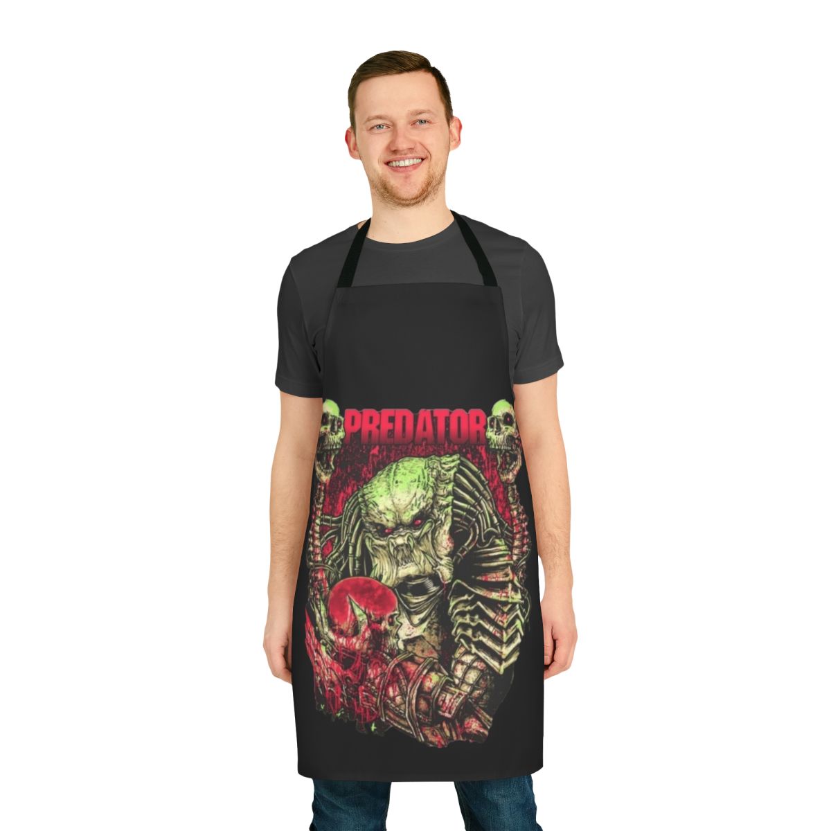Predator-themed apron with movie-inspired artwork and design