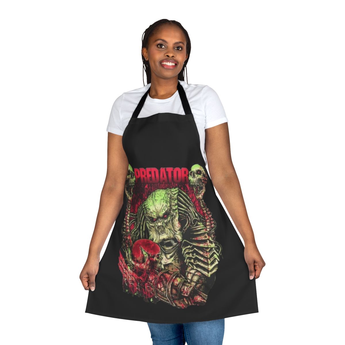 Predator-themed apron with movie-inspired artwork and design
