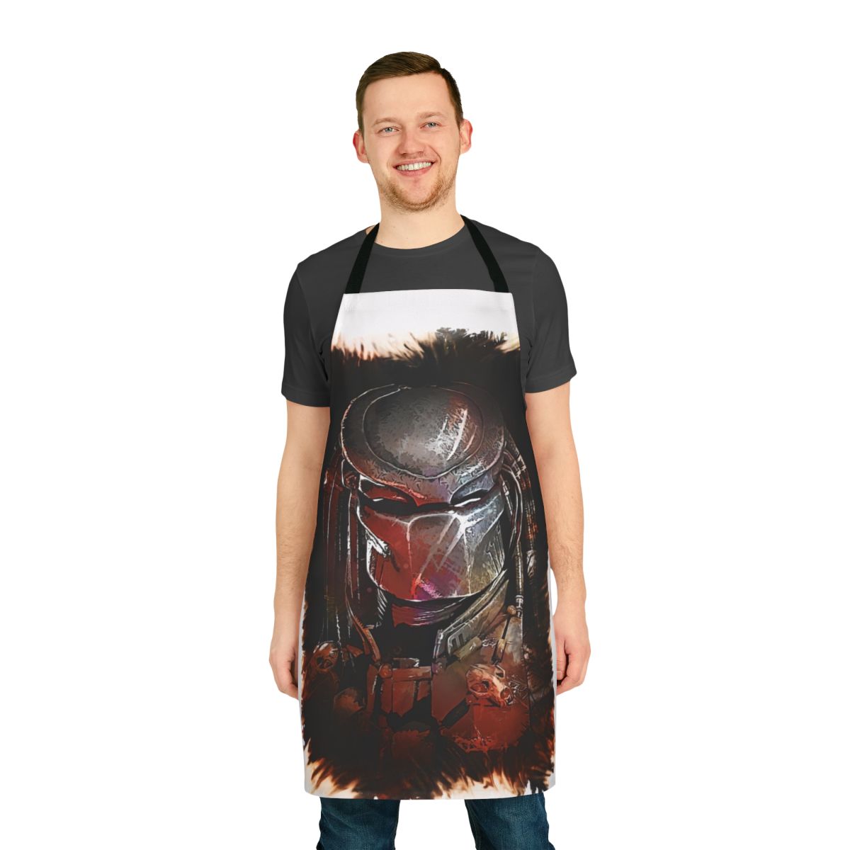 Predator-themed apron with "The Hunt is On" design