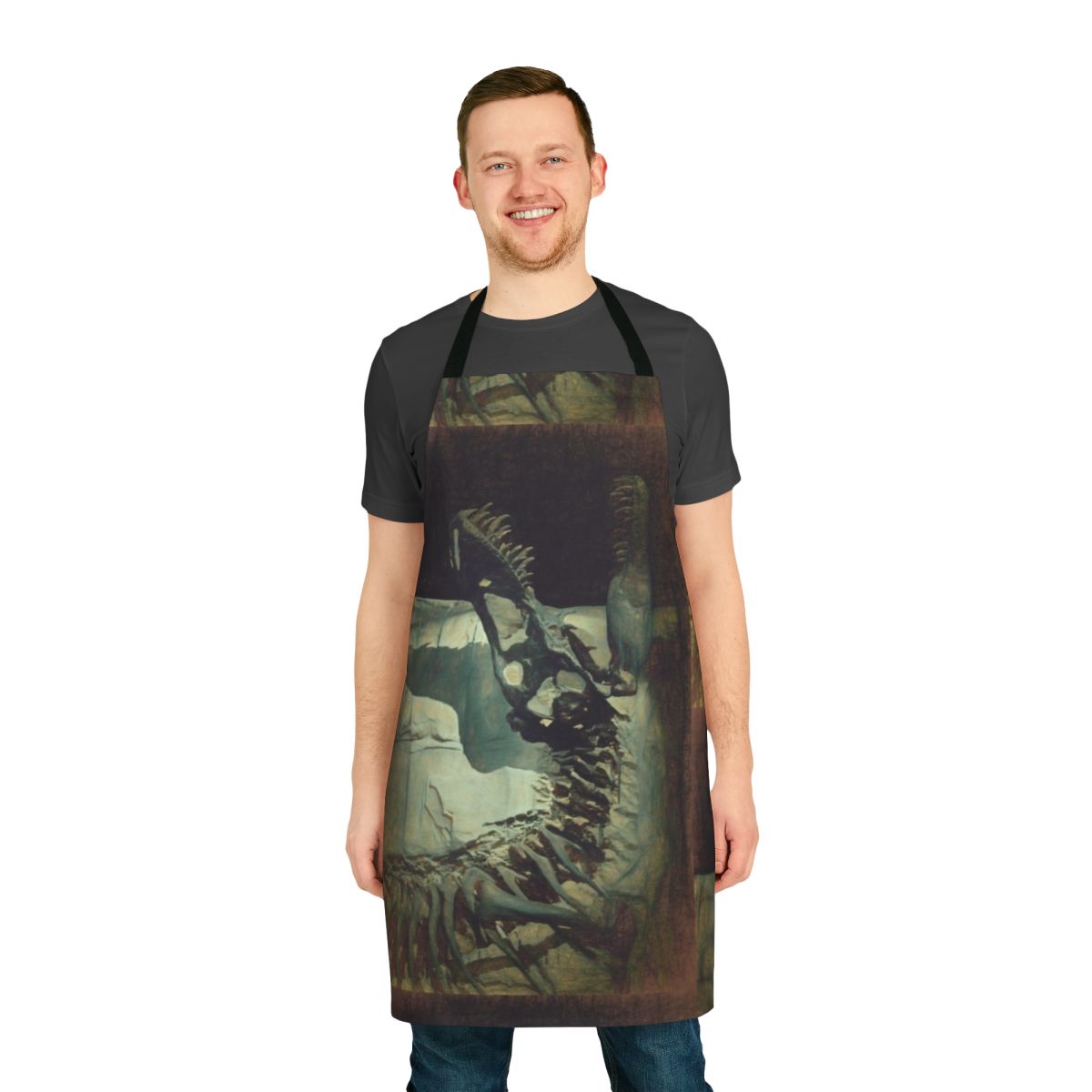 Dinosaur-themed "Bite Me" apron for the kitchen or grill