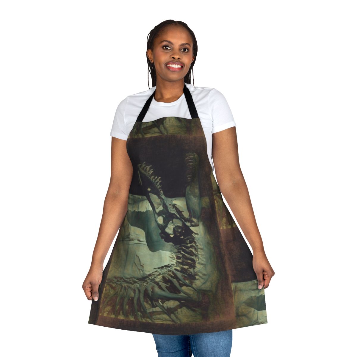 Dinosaur-themed "Bite Me" apron for the kitchen or grill