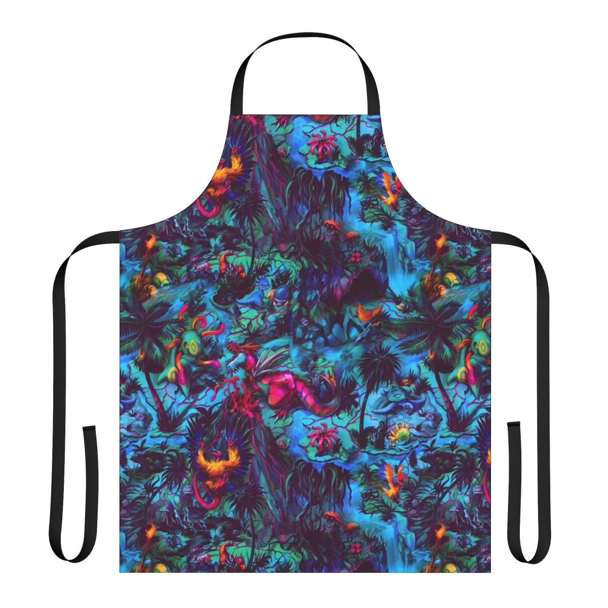 Prehistoric Paleo Party Apron with Vibrant Dinosaur Fanart Design