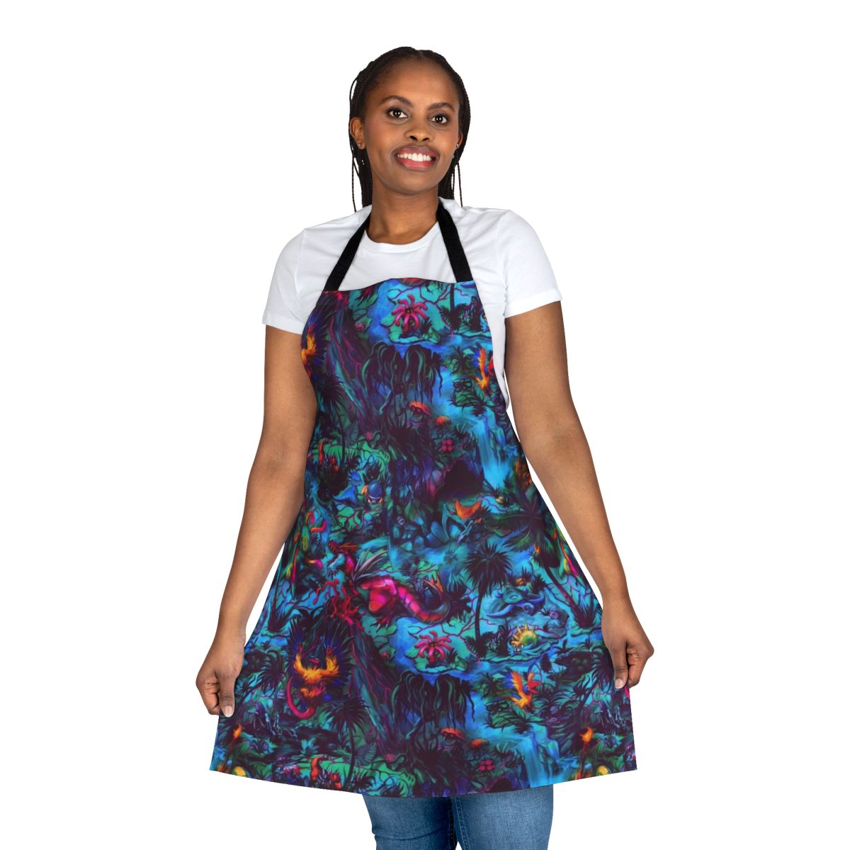 Prehistoric Paleo Party Apron with Vibrant Dinosaur Fanart Design