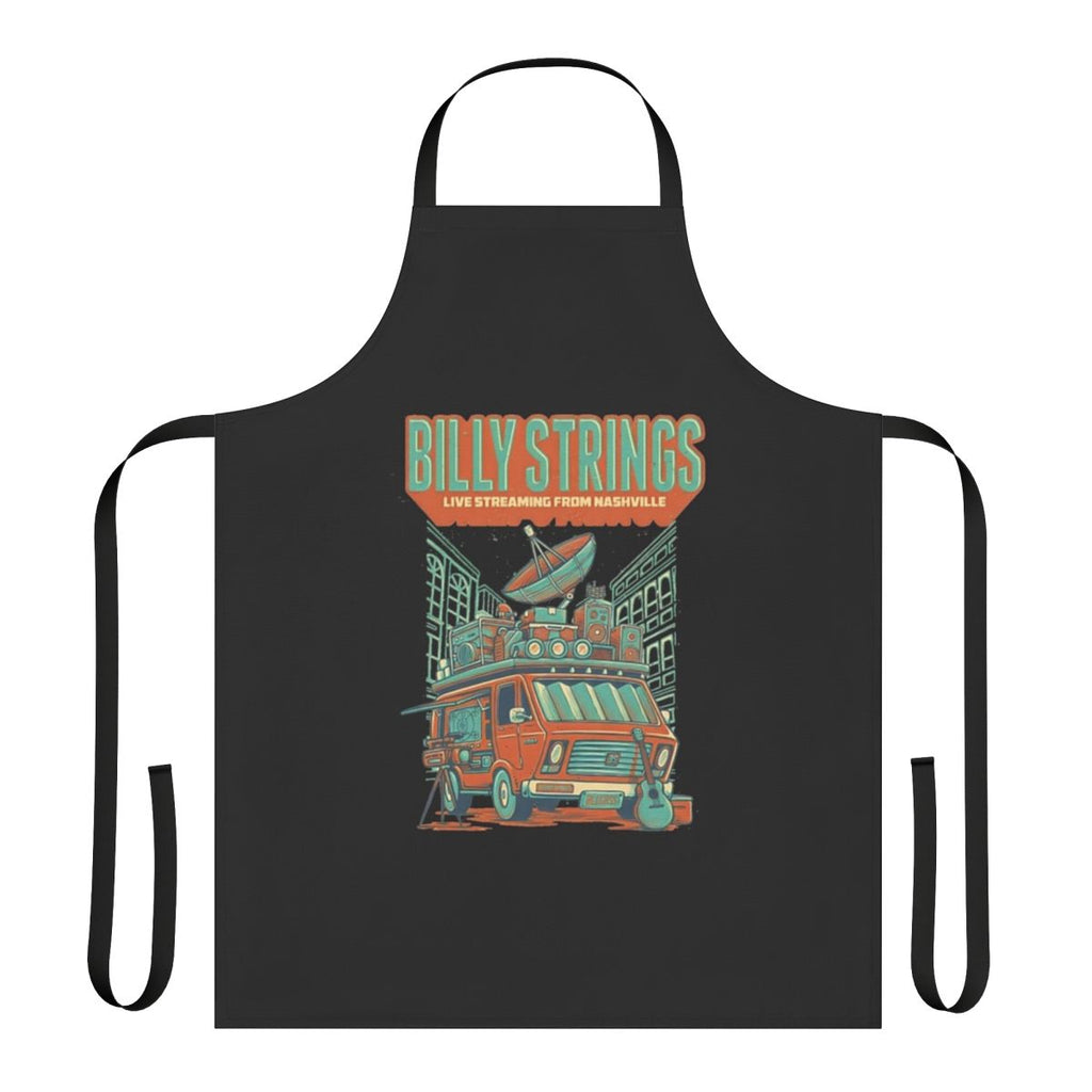 Premium bluegrass-inspired apron featuring the name "Billy Strings" and related imagery