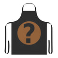 A high-quality black apron with the Podquiz logo, perfect for quiz show enthusiasts and home cooking.