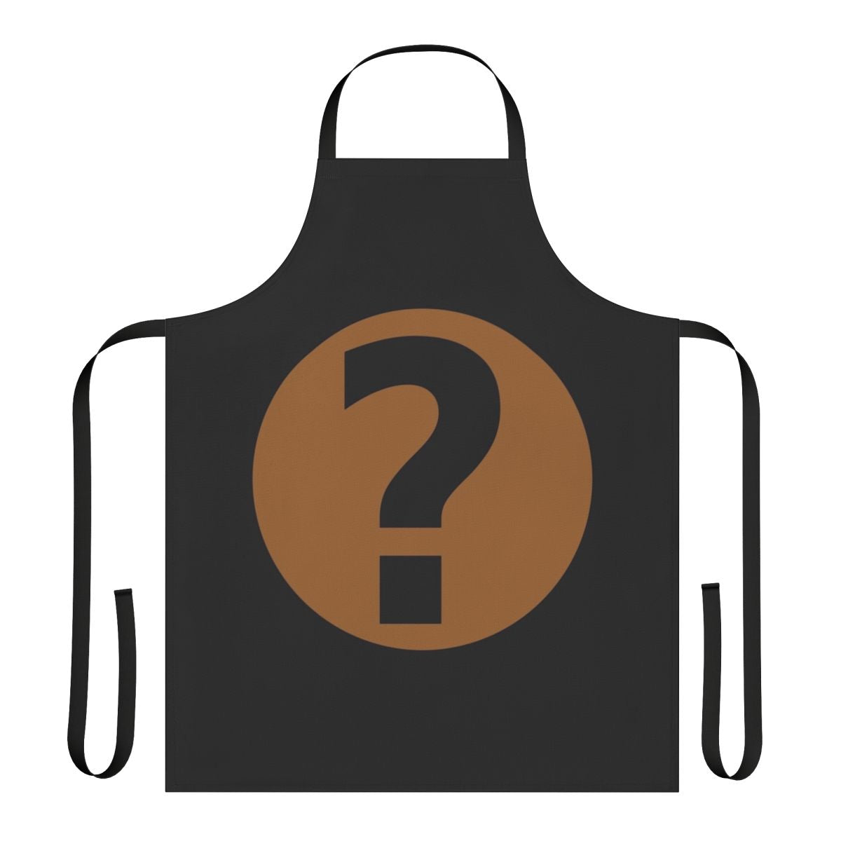 A high-quality black apron with the Podquiz logo, perfect for quiz show enthusiasts and home cooking.