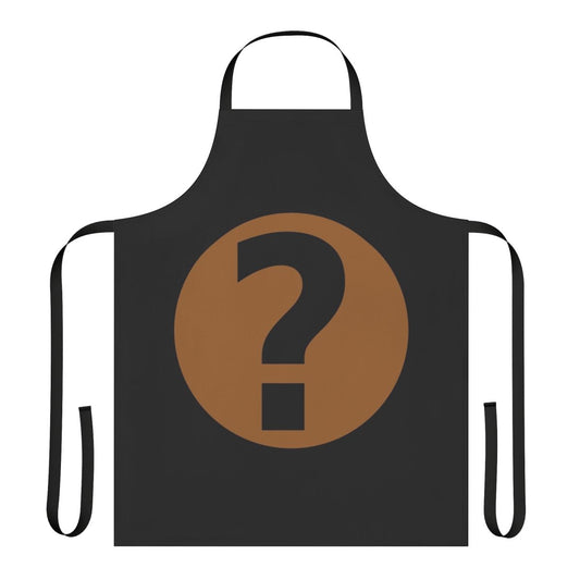 A high-quality black apron with the Podquiz logo, perfect for quiz show enthusiasts and home cooking.