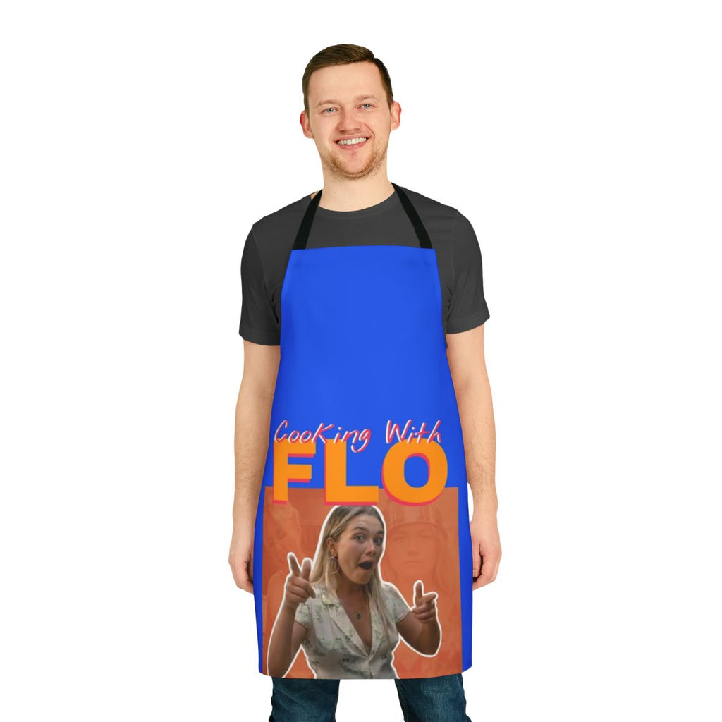 Premium quality cooking apron featuring the Cooking with Flo design