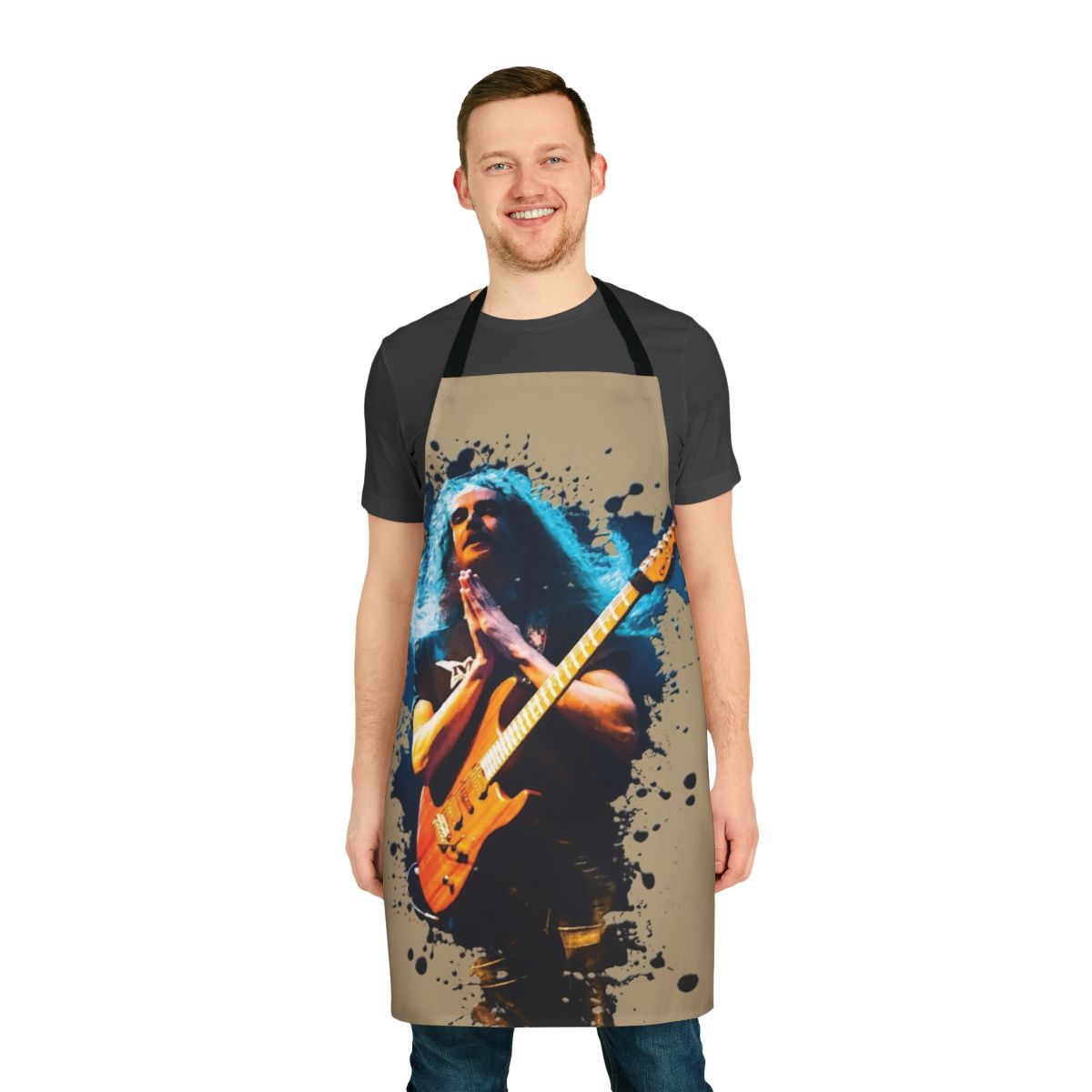Guthrie Govan-inspired paint apron for electric guitar players and music artists