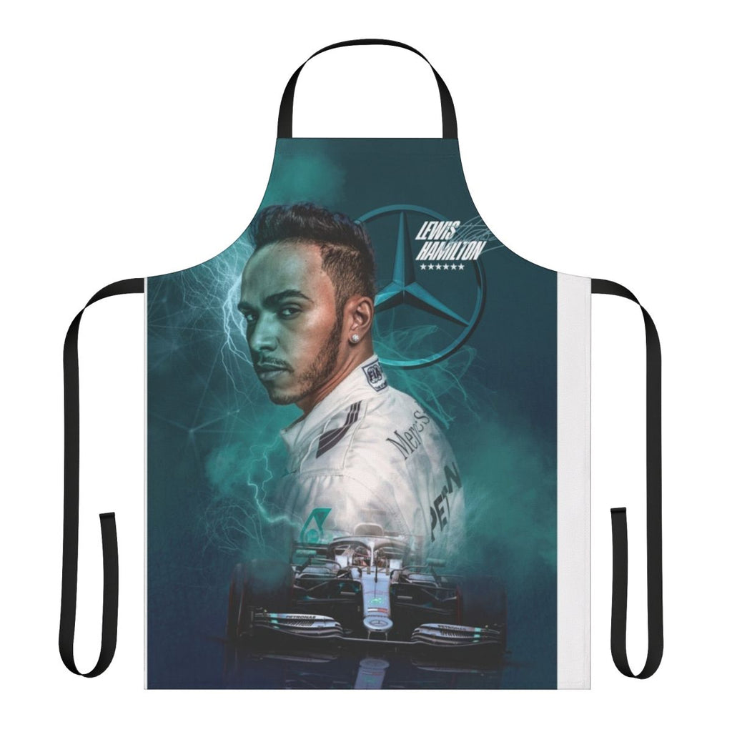 Premium black apron with Mercedes-inspired design for Formula 1 racing fans
