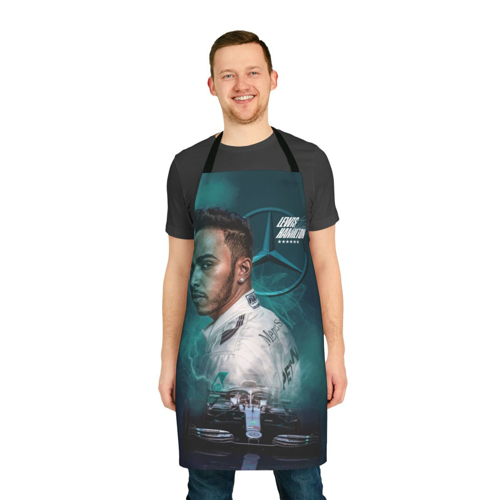 Premium black apron with Mercedes-inspired design for Formula 1 racing fans