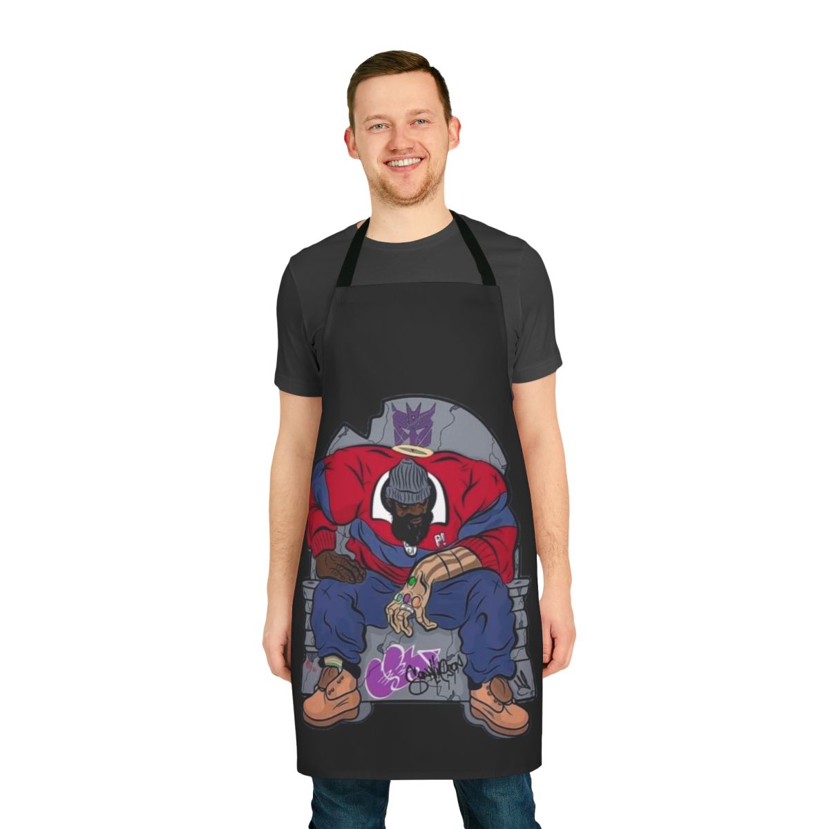 Premium black apron with Sean P-inspired design for rap and hip hop enthusiasts
