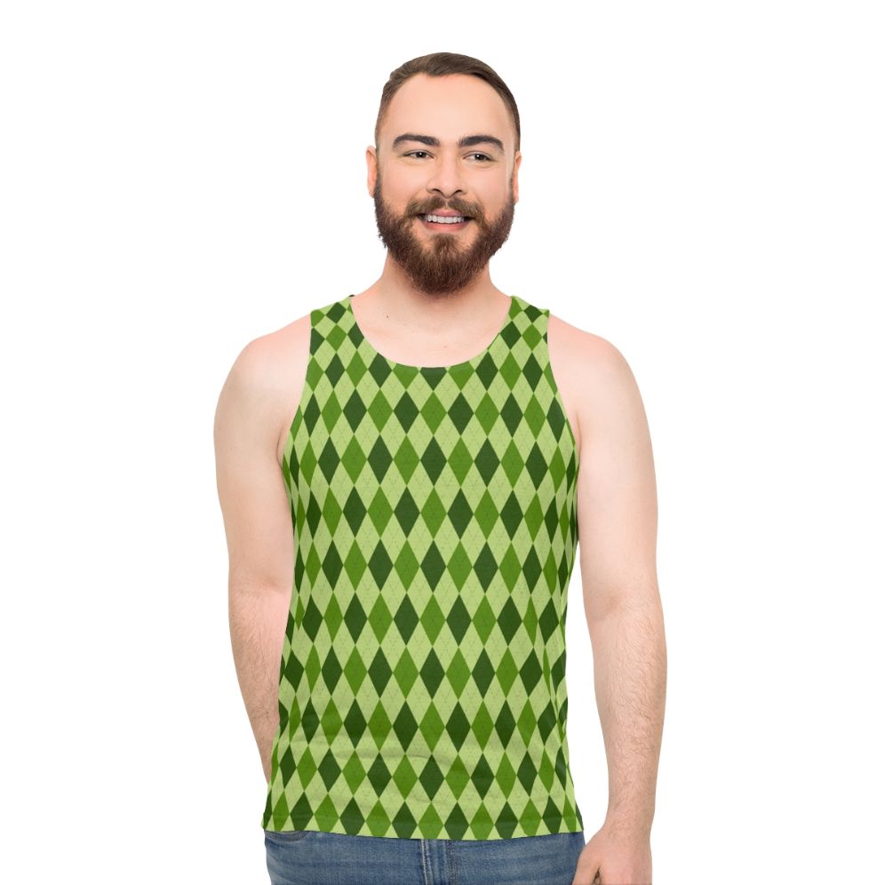 Preppy Irish Green Argyle Unisex Tank Top
