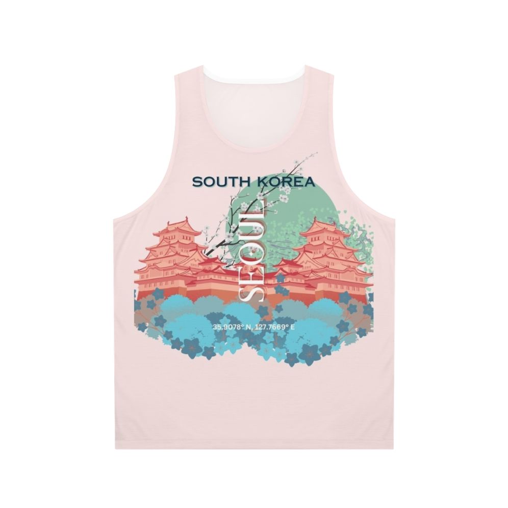 Preppy Retro Travel Art Unisex Tank Top for Seoul, South Korea