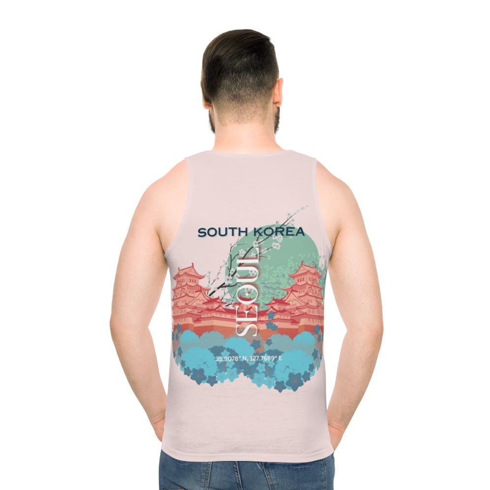 Preppy Retro Travel Art Unisex Tank Top for Seoul, South Korea