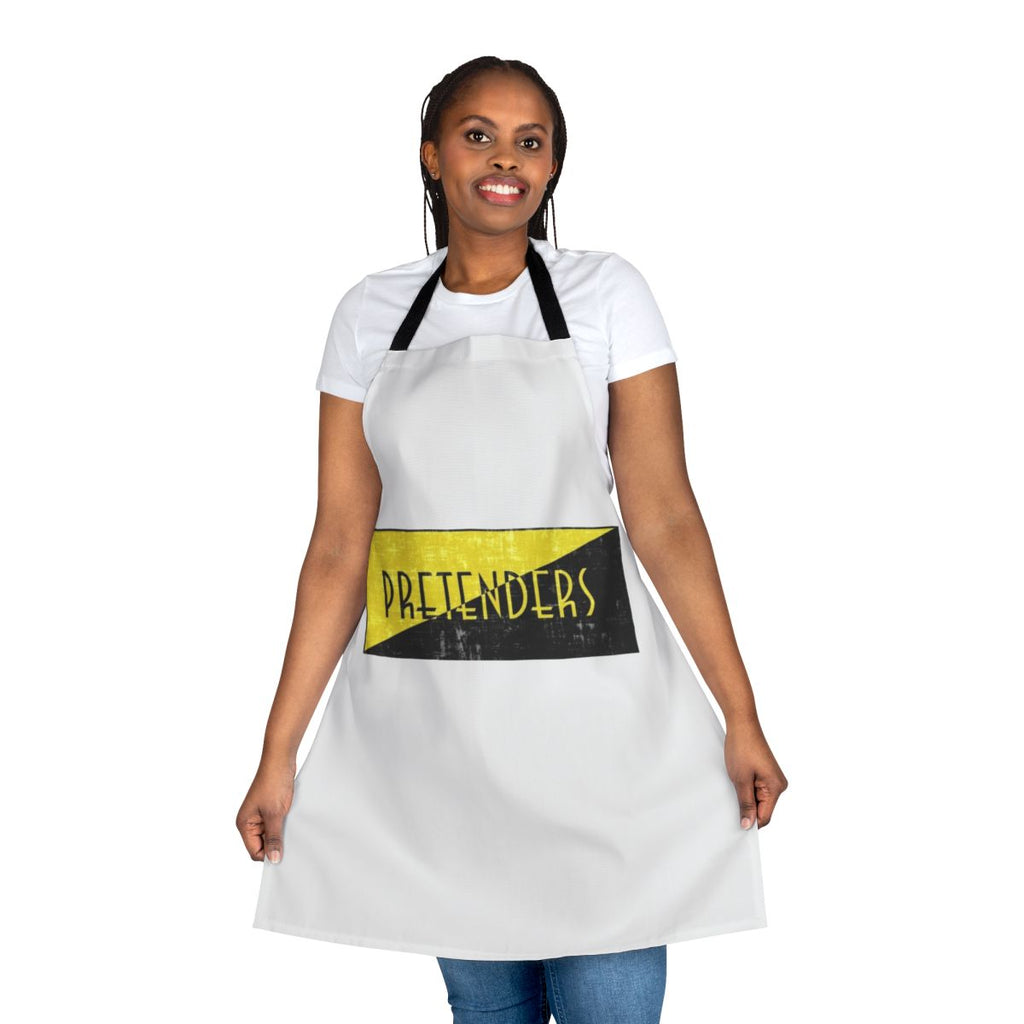 Pretenders-inspired apron featuring band members and iconic songs