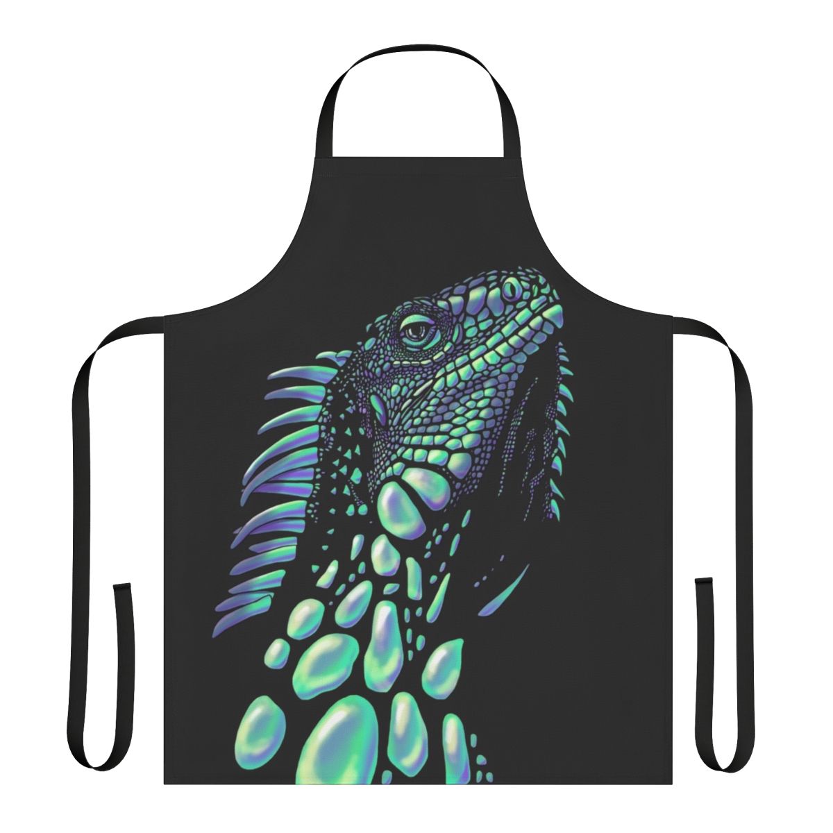 Iguana-themed apron with soap bubble design