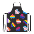 Colorful pride-themed apron with heart-shaped pride flags design
