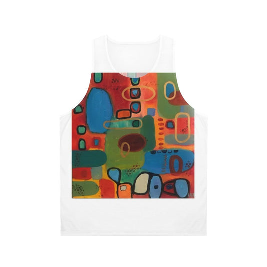 Primitive unisex abstract colorful whimsical tank top